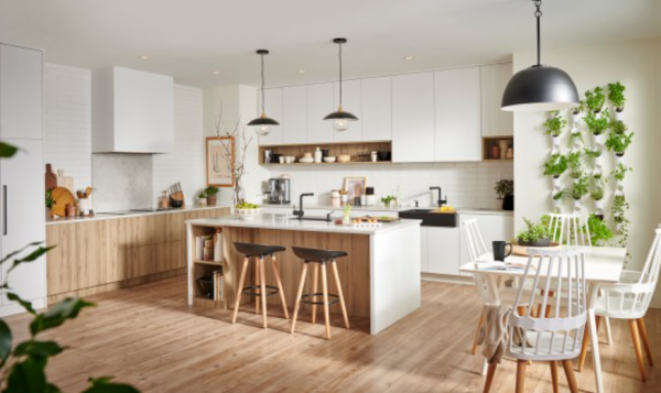 Dapur dengan desain dapur bergaya skandinavia